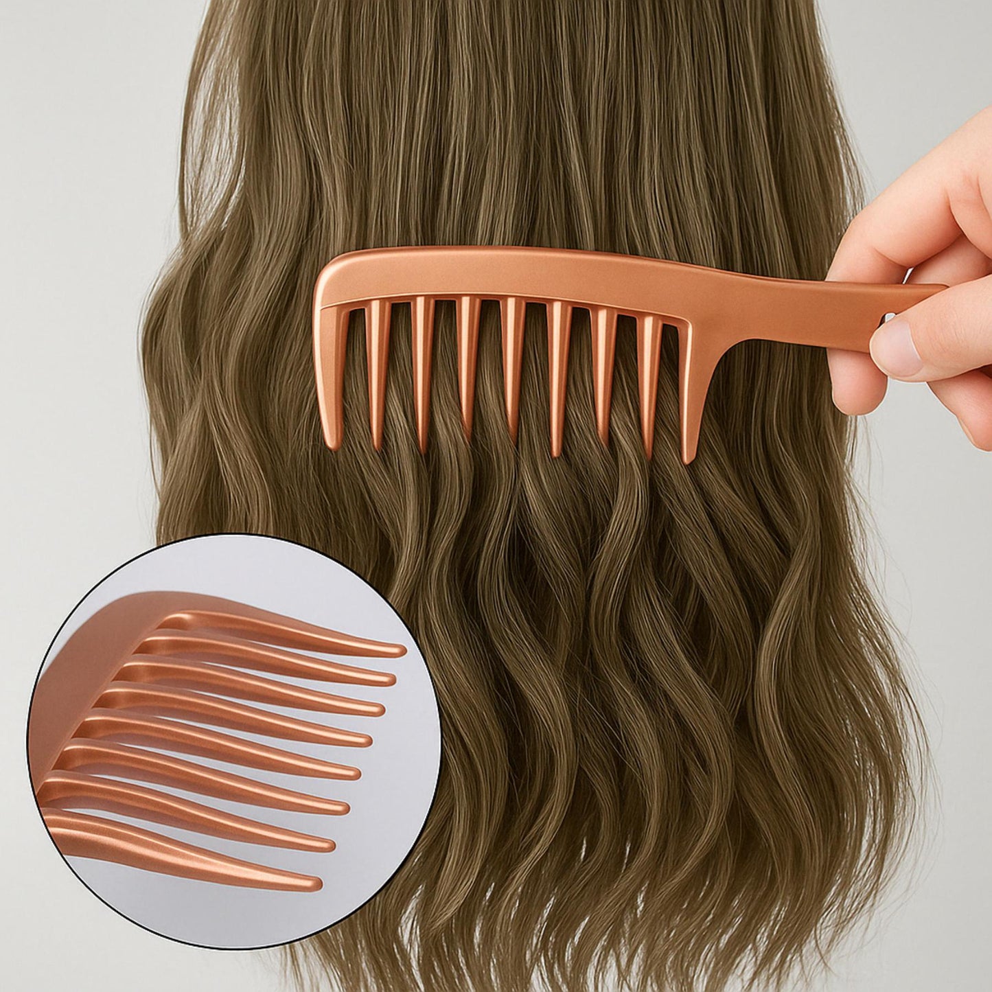 Peine de satén de dientes anchos: desenredante suave y elegante